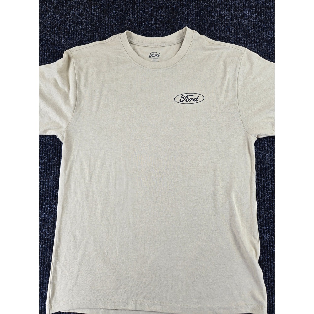 Ford Mustang Road Trip Mens Large Tan Graphic Tee Strike A Blow For Originality
